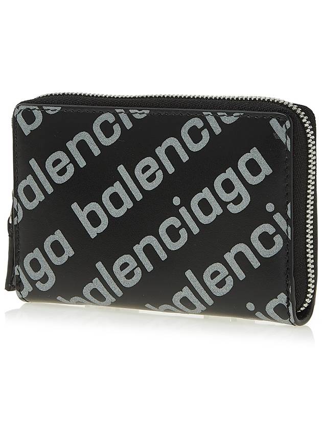Luxury Balenciaga Trending 2025 All Over Logo Zip Around Half Wallet Black
