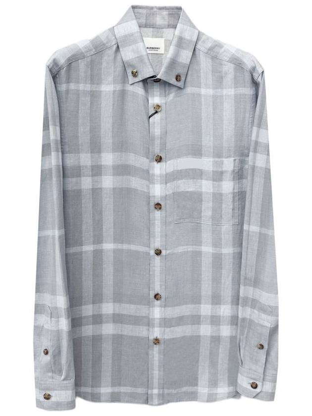 Luxury Burberry Check Long Sleeve Shirt Grey