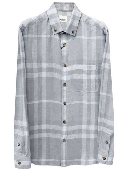 Luxury Burberry Check Long Sleeve Shirt Grey