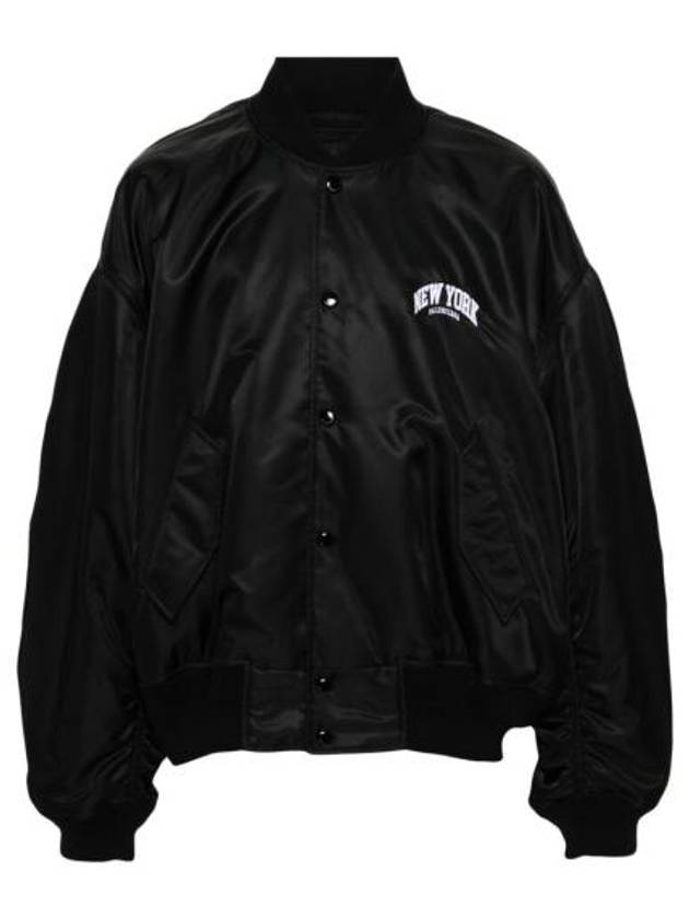 Luxury Balenciaga Trending 2025 New York Embroidery Bomber Jacket Black