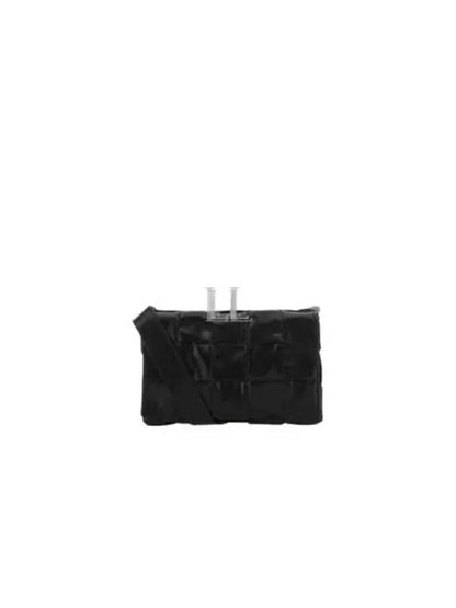 Luxury Bottega Veneta Cassette Intrecciato Small Leather Cross Bag Black