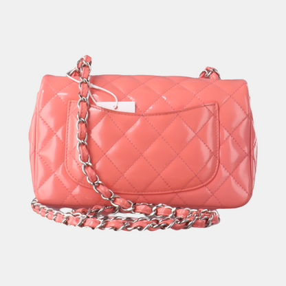 Chanel Classic Flap Mini Pink Patent Leather Silver Hardware, 2015-2016