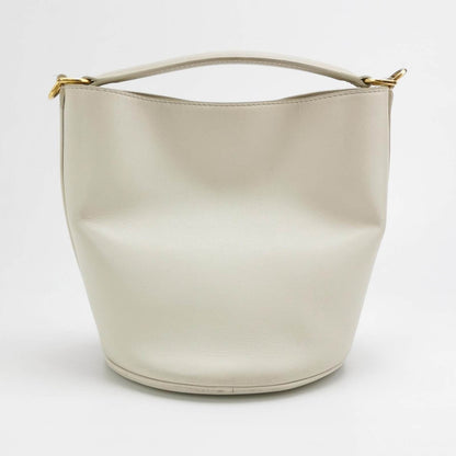 Celine 16 Bucket Bag White Calfskin Leather Crossbody Bag