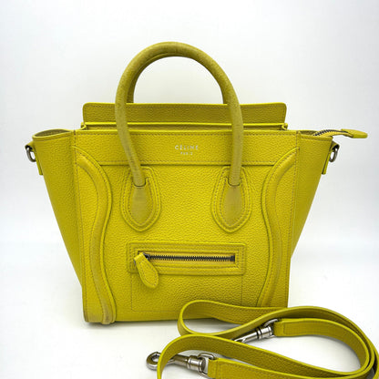 Luxury CELINE Leather Luggage Nano - Yellow Totes, Handbags LA33405