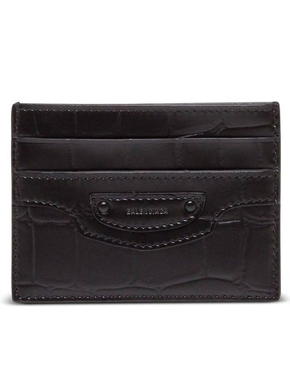 Luxury Balenciaga Trending 2025 Neo Classic Crocodile Effect Card Wallet Black