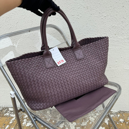 Bottega Veneta Cabat Large Intreccio Leather Tote Bag Dark Lavender Purple 40-43cm