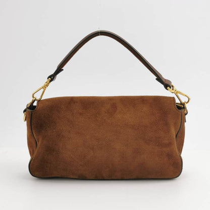 Fendi Baguette Selleria Suede Leather Crossbody Bag Medium Caramel Tan