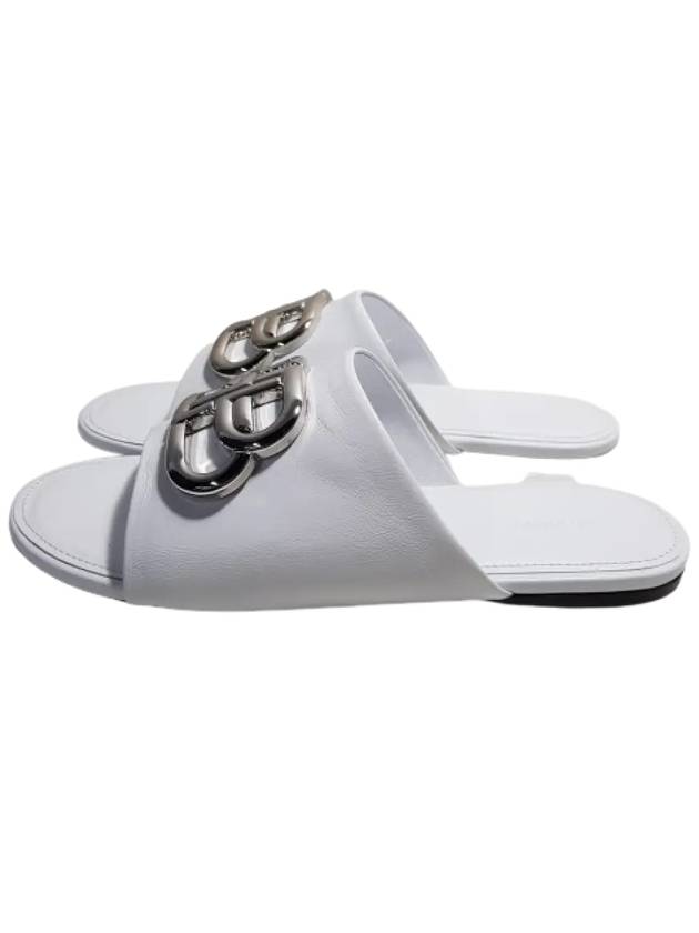 Luxury Balenciaga Trending 2025 Silver BB Logo Slippers White