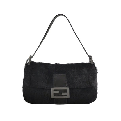 Fendi Baguette Black Faux Fur Shoulder Bag