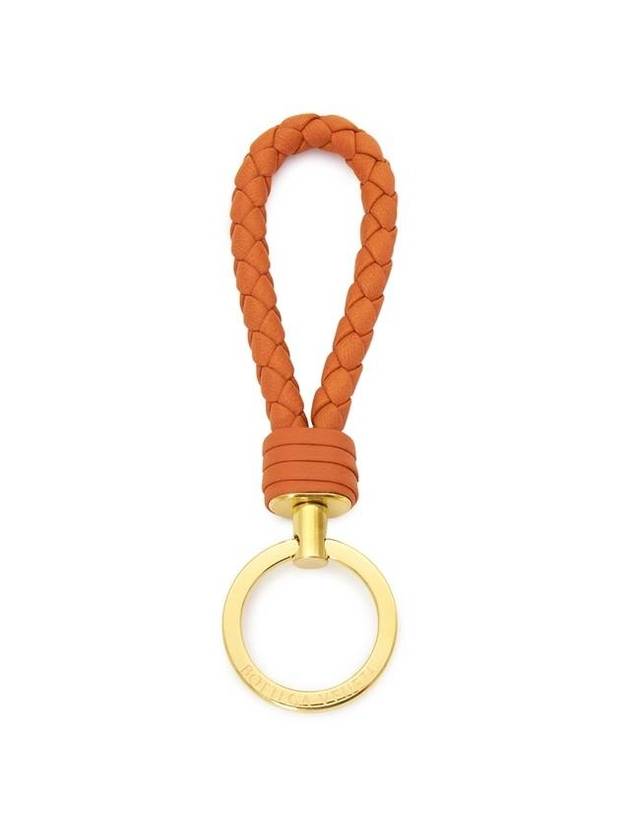 Luxury Bottega Veneta Intrecciato Leather Key Holder Orange