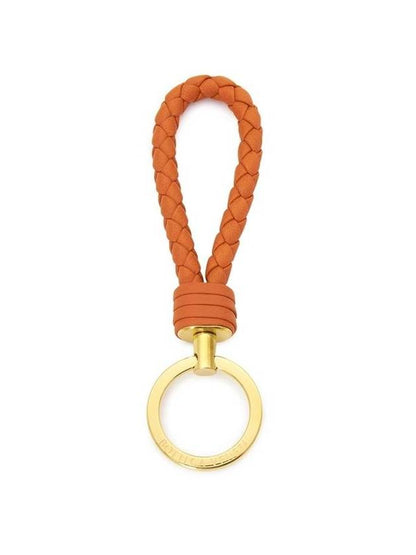 Luxury Bottega Veneta Intrecciato Leather Key Holder Orange