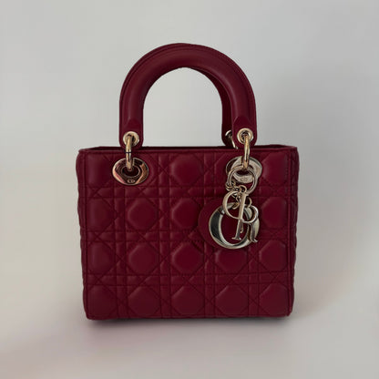 Lady Dior Small My Abcdior Burgundy Lambskin Cannage Leather Gold Hardware 2017