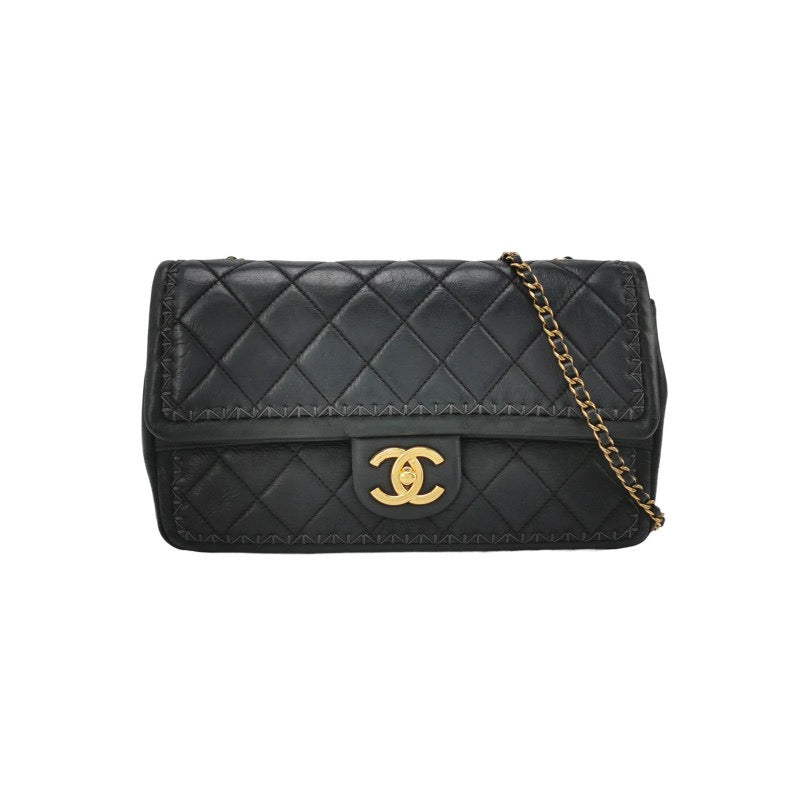Chanel Classic Flap Medium Happy Stitch Black Aged Calfskin Leather Gold Hardware, 2015-2016