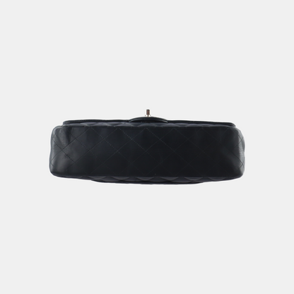 Chanel Timeless Classic Flap Medium Black Lambskin Leather Silver Hardware, 2009-2010