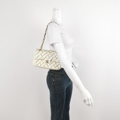 Chanel Classic Flap Small White Leather and Gilt and Silver Hardware, 2020-2021