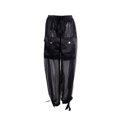 Chanel size 36 19C transparent pants polyamide/ silk black