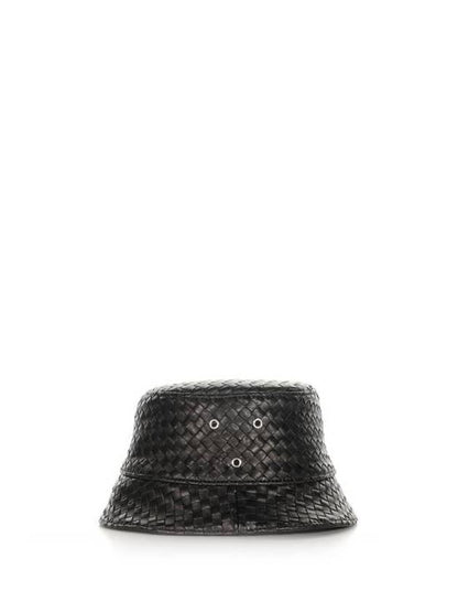 Luxury Bottega Veneta Intrecciato Leather Bucket Hat Black