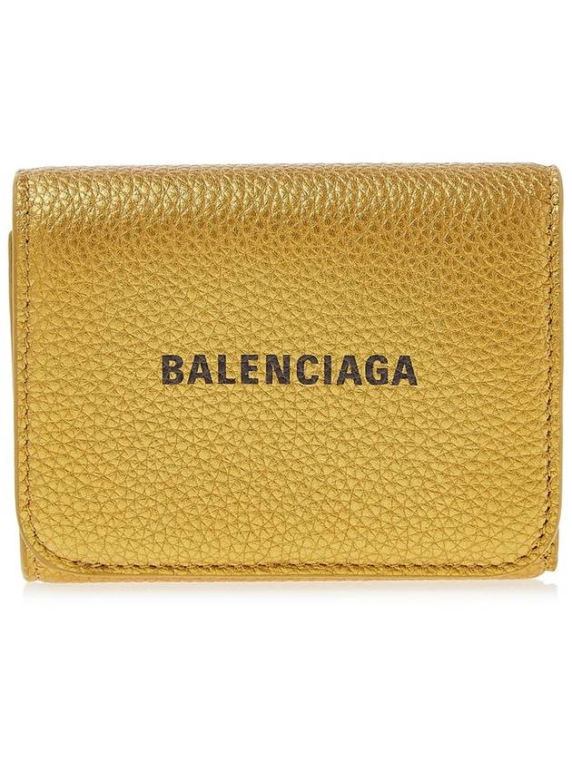 Luxury Balenciaga Trending 2025 Logo Print Tri-Fold Half Wallet Gold