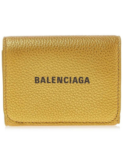 Luxury Balenciaga Trending 2025 Logo Print Tri-Fold Half Wallet Gold