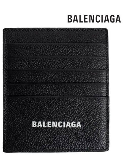 Luxury Balenciaga Trending 2025 Logo Vertical Card Wallet Black