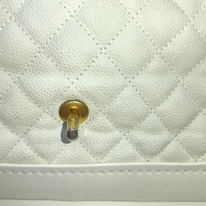 Chanel Global Trotter Flap Bag Crossbody Medium Caviar Leather White, 2013-2014