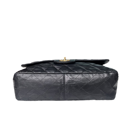 Chanel Classic Flap Jumbo Vintage Black Lambskin Leather with 24k Gold Hardware