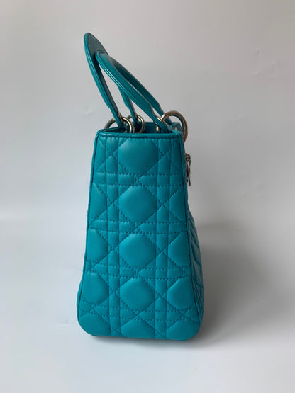 Lady Dior Medium Bag Blue Cannage Lambskin Leather