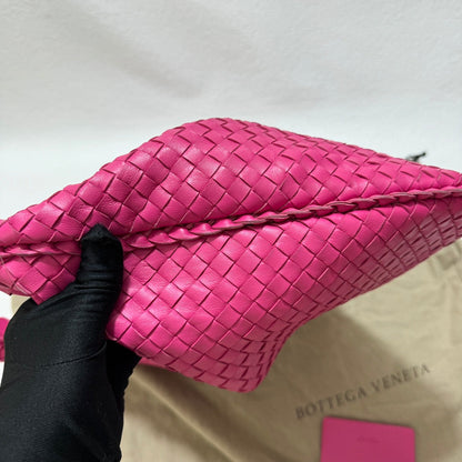 Bottega Veneta Veneta Hobo Medium Fuchsia Pink Intrecciato Leather Bag 47cm