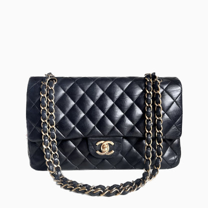 Chanel Timeless/ Classic Flap Medium Black with 24k Gold Plated Hardware