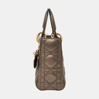 Lady Dior Mini Metallic Copper Gold Cannage Lambskin Gold Hardware Chain Strap