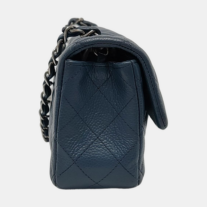 Chanel Classic Flap Rectangular Mini Navy Caviar Leather Silver Hardware
