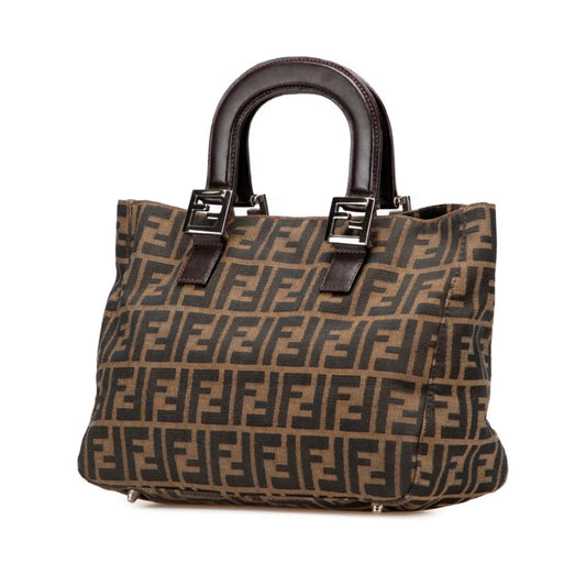 Fendi Vintage FF Handle Tote Zucca Canvas Small