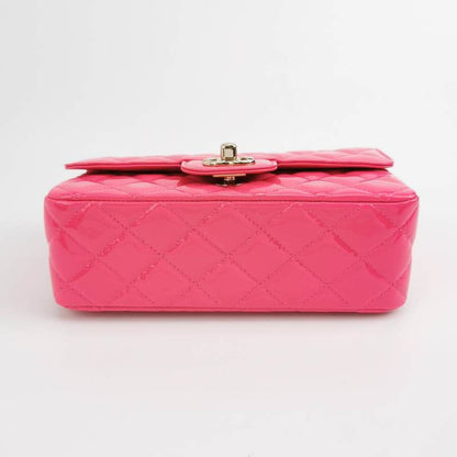 Chanel Classic Flap Rectangular Mini Pink Patent Leather Gold-tone Hardware, 2019