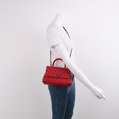 Chanel Coco Handle Small Red Caviar Leather Silver Hardware, 2016-2017