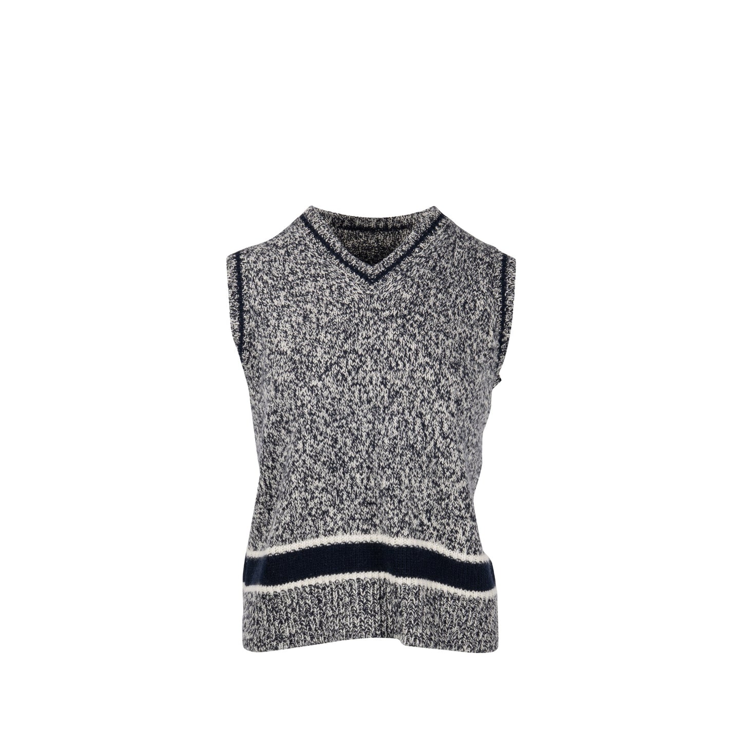 Dior Size 40 V-Neck Sweater Vest Wool/Cashmere Navy/White