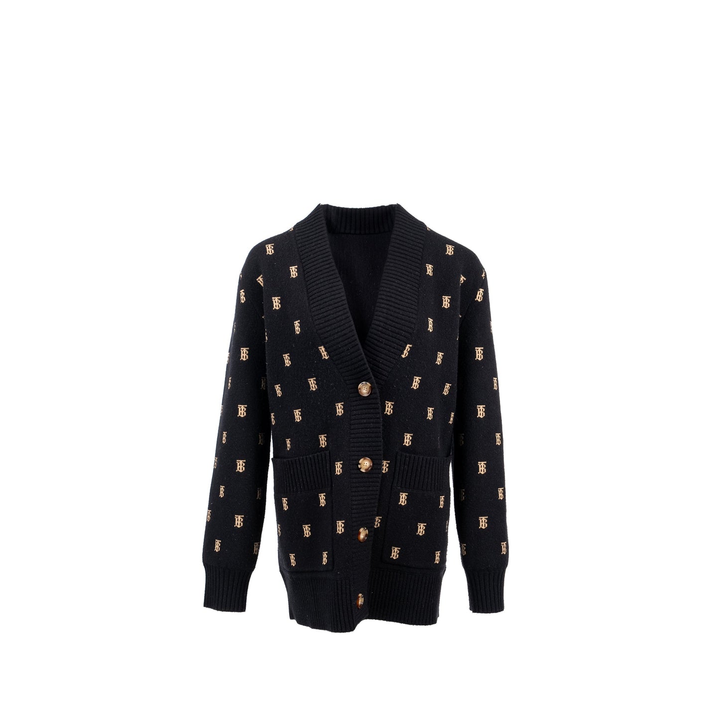 Burberry Size S Palena -Monogram Cardigan Wool Black/ Beige