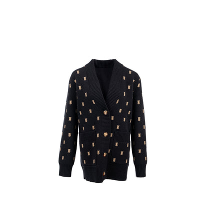 Burberry Size S Palena -Monogram Cardigan Wool Black/ Beige