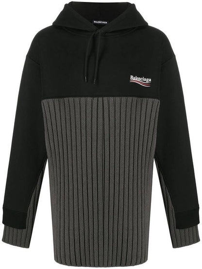 Luxury Balenciaga Trending 2025 Wave Logo Knit Hoodie Black