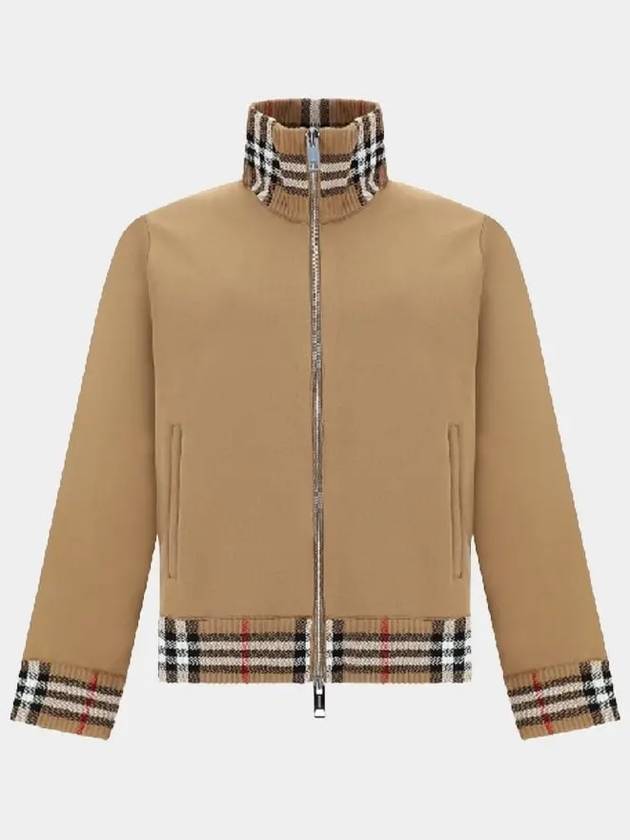 Luxury Burberry Men's Check Trim Track Jacket Camel