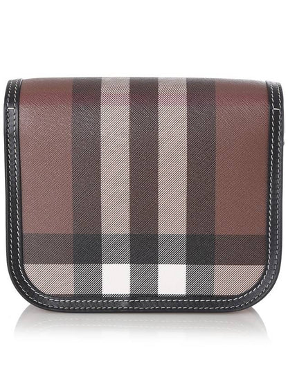 Luxury Burberry Elizabeth Check Leather Small Shoulder Bag Brown