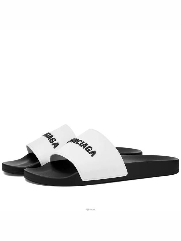 Luxury Balenciaga Trending 2025 Logo Pool Slippers White