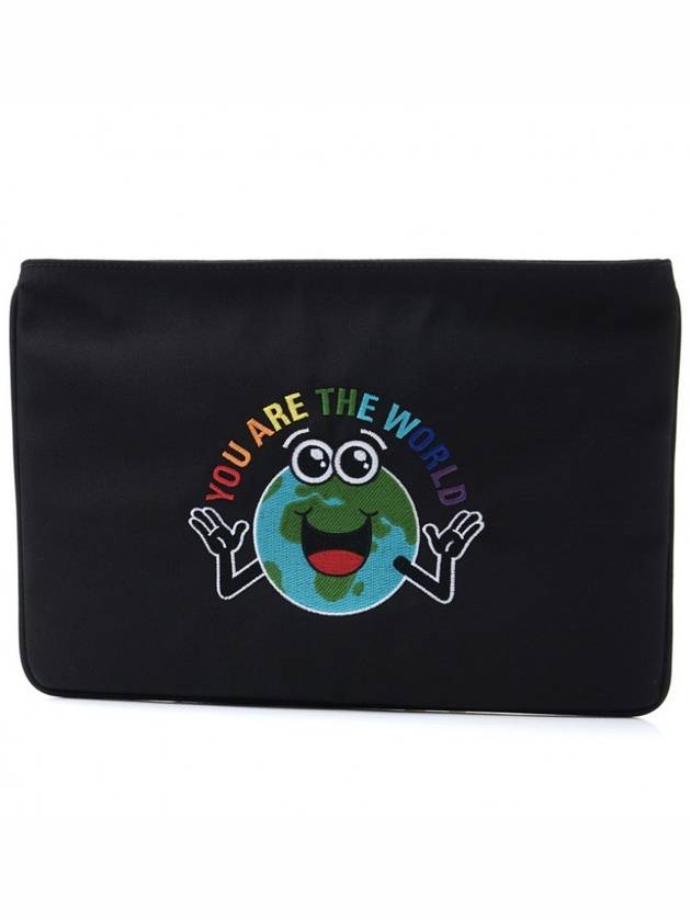 Luxury Balenciaga Trending 2025 Earth Print Nylon Clutch Bag Black