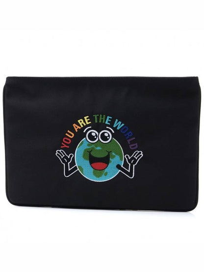Luxury Balenciaga Trending 2025 Earth Print Nylon Clutch Bag Black