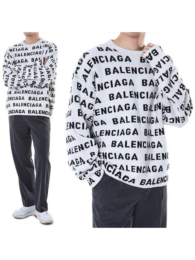 Luxury Balenciaga Trending 2025 All-Over Logo Sweatshirt White