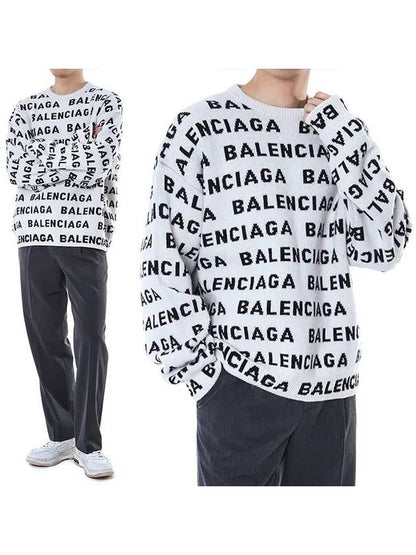 Luxury Balenciaga Trending 2025 All-Over Logo Sweatshirt White