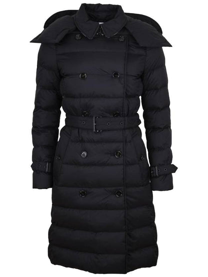 Luxury Burberry WoMen's Double Breasted Hooded Padded Black