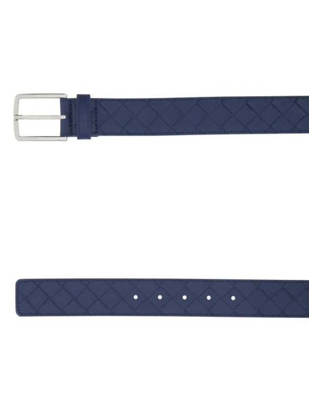 Luxury Bottega Veneta Intrecciato Leather Belt Blue