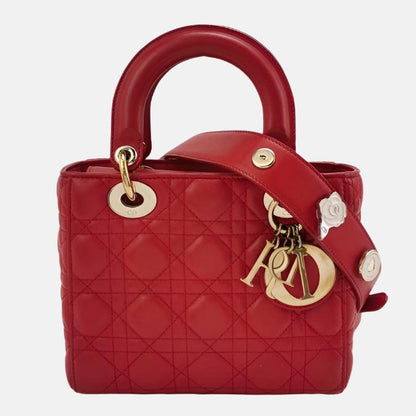 Lady Dior Small My Abcdior Red Lambskin Cannage Leather Gold Hardware