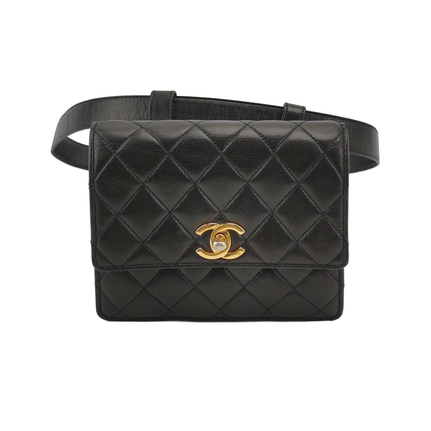 Chanel Vintage Belt Bag Mini Black Lambskin Leather Gold-tone Hardware