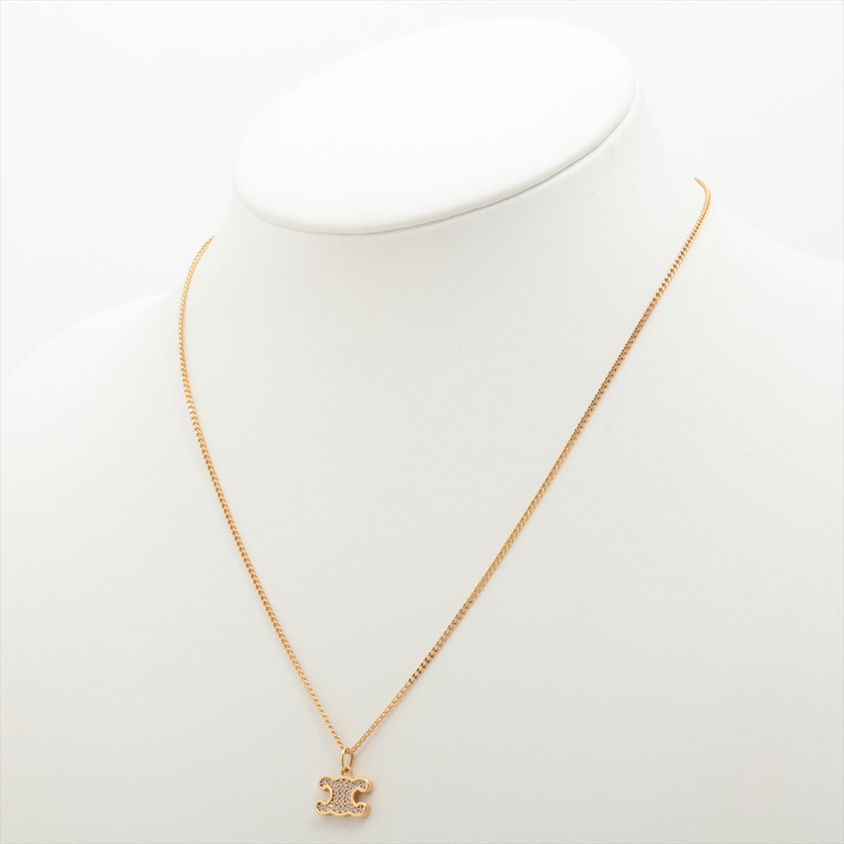 Luxury CELINE Triomphe Gold Rhinestone Necklace Costume Jewellery